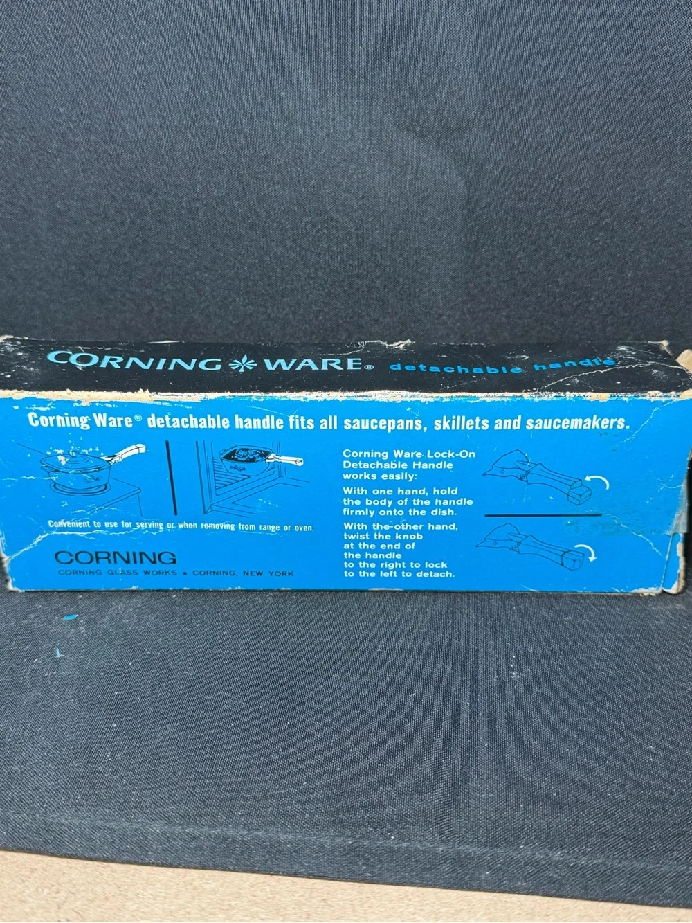 Vintage Corning Ware Detachable Handle P-10-HG Lock-On Original Box